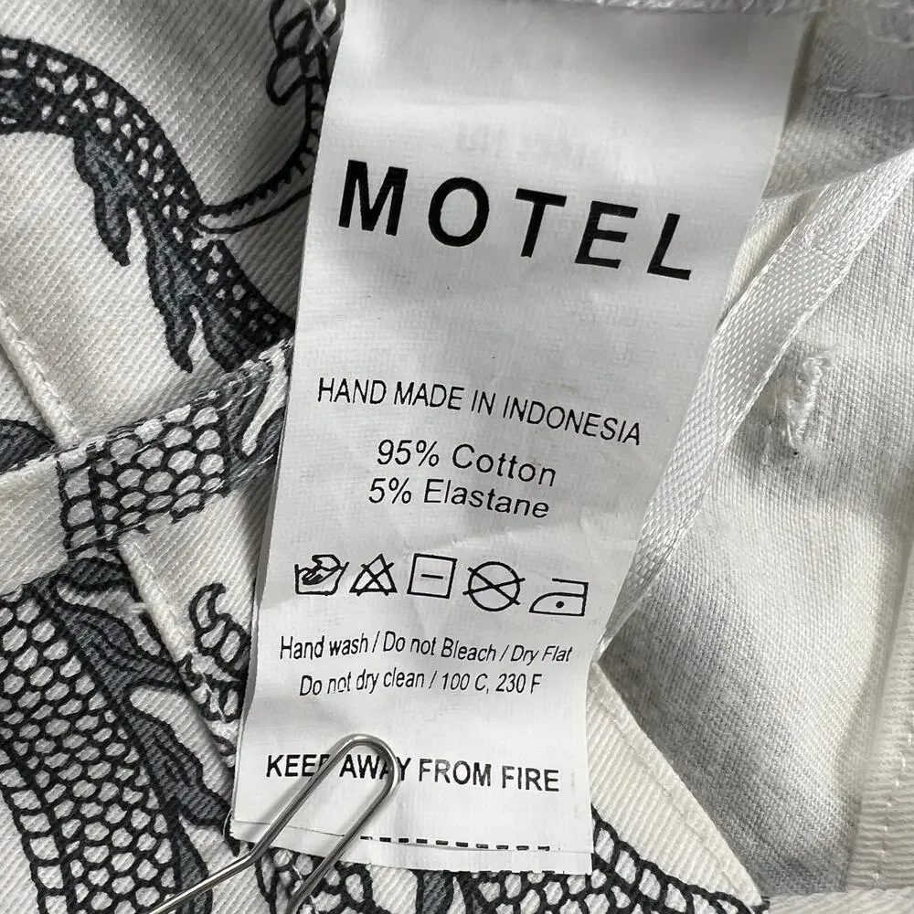 MOTEL Rocks Zoven Trousers Dragon Rope White High Waist 32" Inseam Size M - Picture 11 of 14